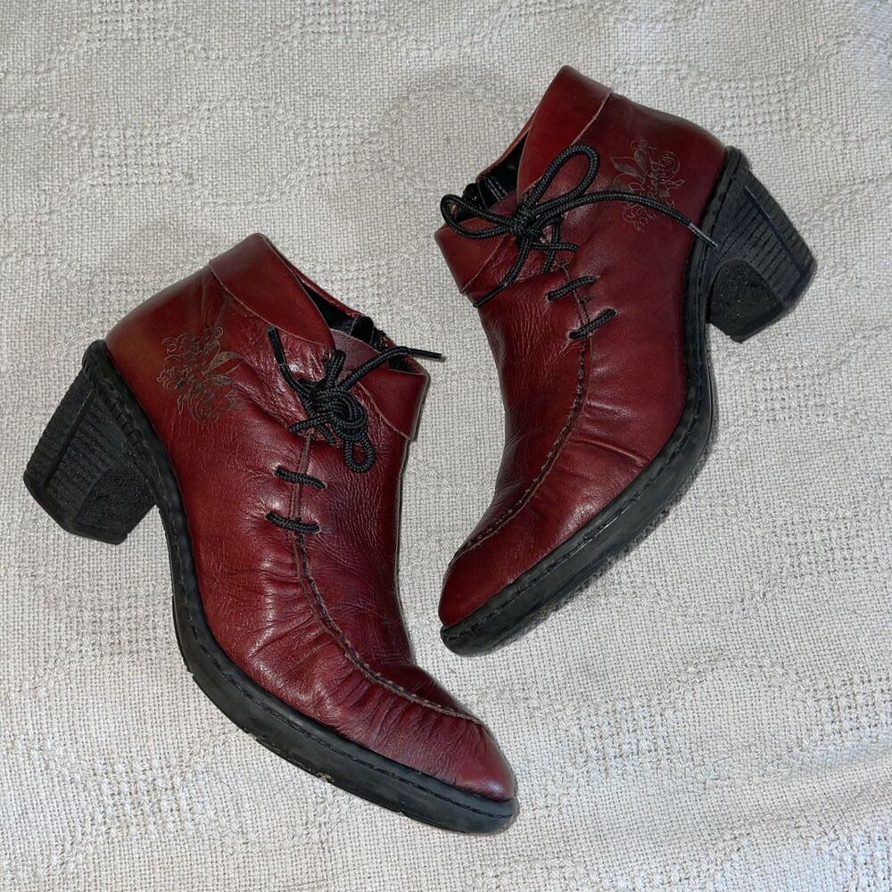 Rieker Women’s Casual Booties Size 36 U.S. 5 M Burgundy Leather Going Out Party
